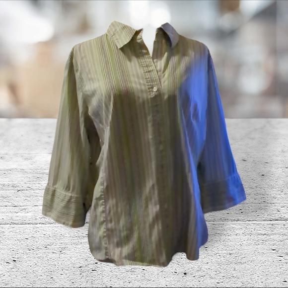 George women's plus stretch button down shirt 16W - Picture 3 of 13